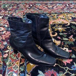 Black leather booties